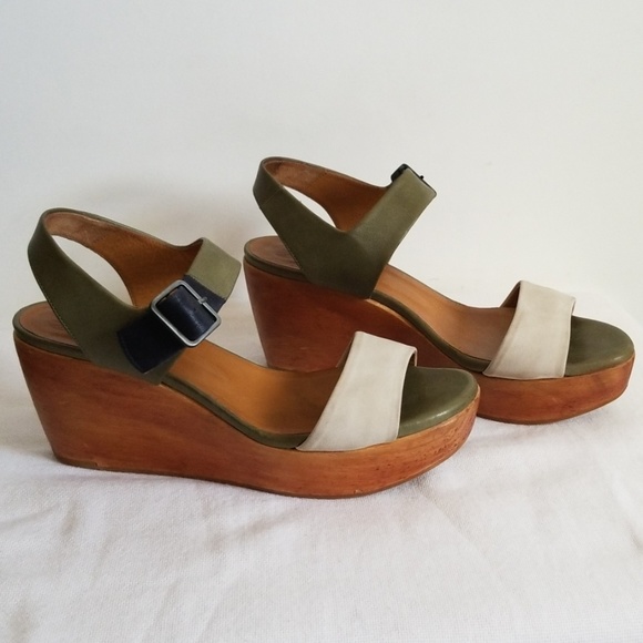 COCLICO Shoes - Coclico Green Leather Wooden Wedge EU 39